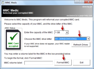 MMC Media format utility
